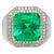 GRS 9.54 Carat Colombian Emerald Insignificant Oil and Diamond Halo Mens Ring, Size 8.5 For Sale