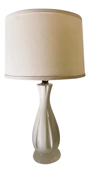 Mid-Century Modern 1950s Fluted Gourd Lamp With Bisque Craquele Glaze