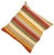 A one-of-a-kind handwoven wool kilim floor pillow featuring a bold horizontal stripe of gold, red and olive. Fully...