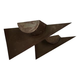 Vintage Metal Wall Sconces with Rust-Like Patina, France, 1970, Set of 2 For Sale