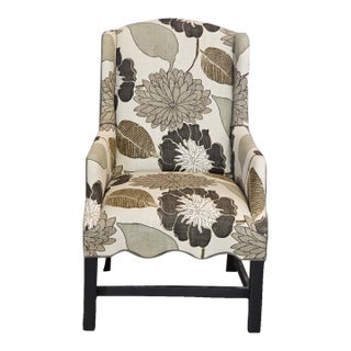 Johnston Benchworks Upholstered Arm Chair Ebonized Frame Made in North Carolina For Sale