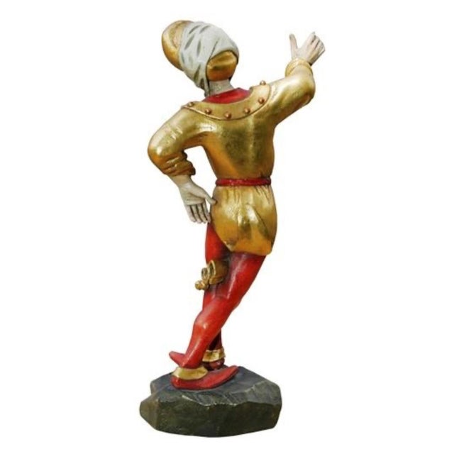 Gold Set of 6 1970s Morisken Dancers, Munich Hand-Carved Wood Figures, Signed Virgil Oberpacher For Sale - Image 8 of 13