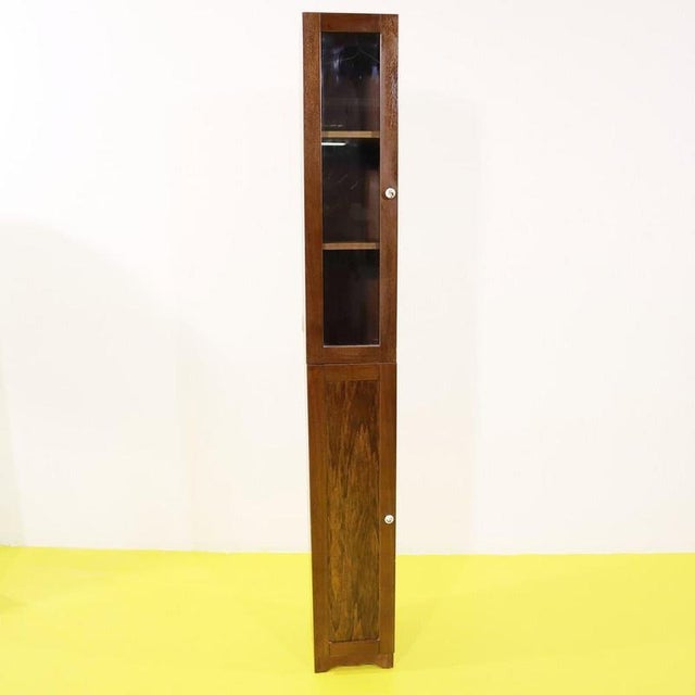 Wooden Column Cabinet with Glass Door and Ceramic Knobs For Sale - Image 11 of 11