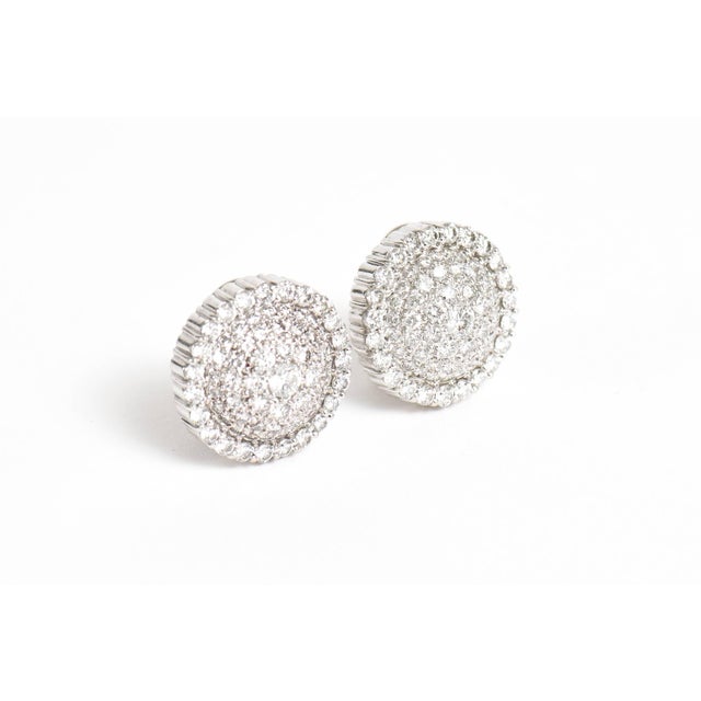 Modern Italian 18 Karat Gold and Diamond Pierced Lever Back Dome Earrings - 2 Pieces For Sale - Image 3 of 12