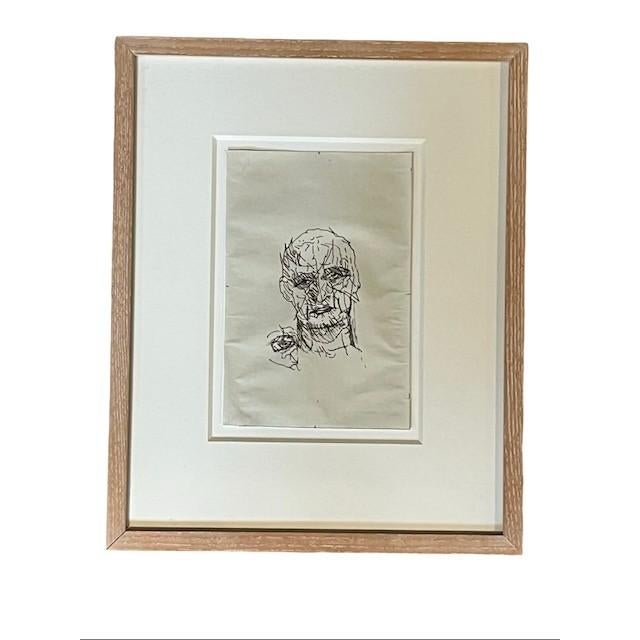 One pair of beautiful pen and ink portrait drawings. Framed in a pickled woof finish w/bevel cut matting, these are a...