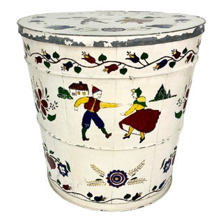 Vintage Arts & Crafts Gustavian Rustic European Maple Sap Bucket With Lid. For Sale