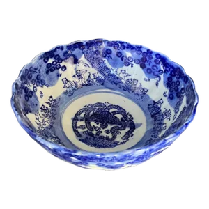 Japanese 19th Century Blue & White Katagami Porcelain Bowl