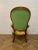 Victorian Early 1900s Victorian Wooden Armchair Upholstered in Vintage Colorful Groovy Print Fabric and Green Velvet For Sale - Image 3 of 12