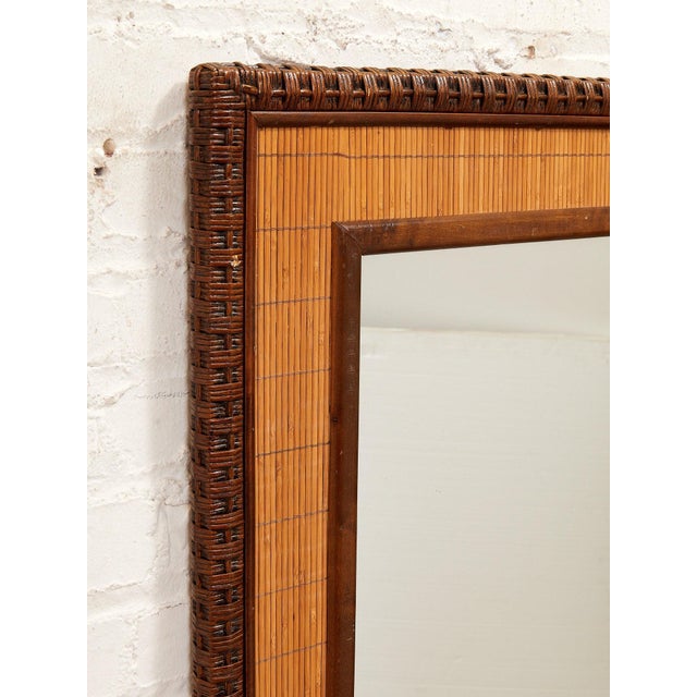 Wood Vintage Bamboo and Rattan Mirror For Sale - Image 7 of 12