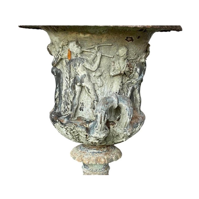 19th Century French Cast Iron Medici Borghese Garden Urns Pair For Sale - Image 17 of 18