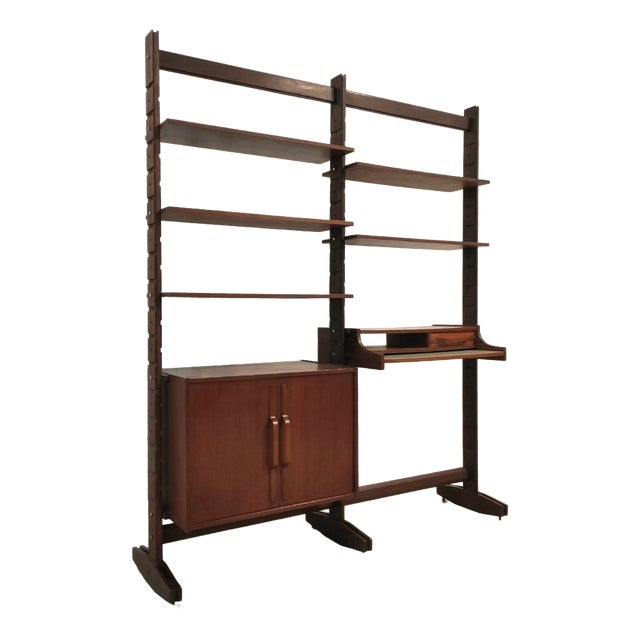 Italian Modular Teak Bookcase, 1960s For Sale