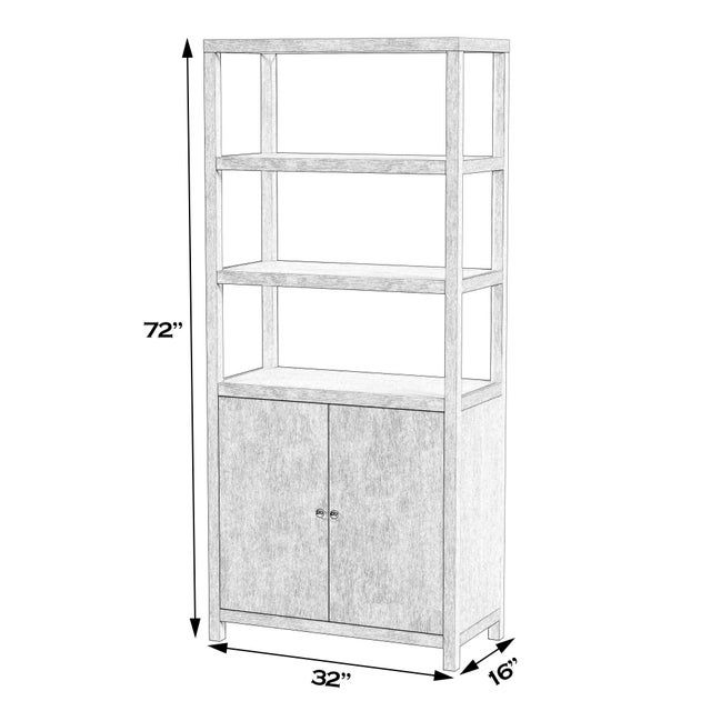 Modern Nora 32 in W. x 72 in. H Wood 3- Tier Etagere Bookcase, Antique Taupe For Sale - Image 3 of 8