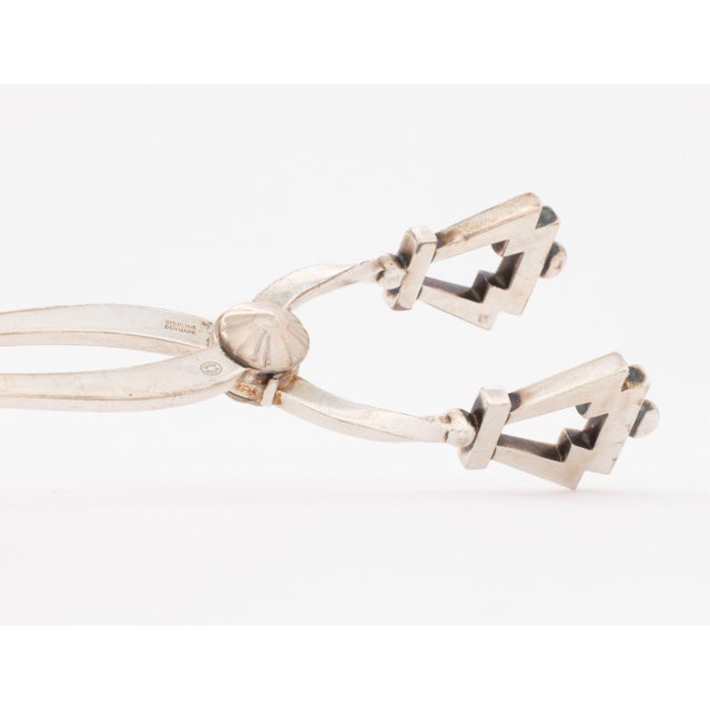 Mid-Century Modern Georg Jensen Vintage "Pyramid" Sterling Silver Ice Tongs For Sale - Image 3 of 7