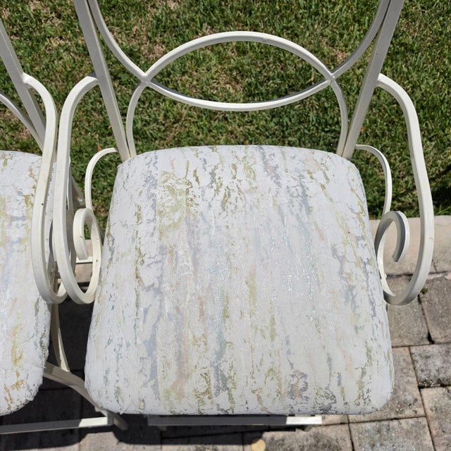 Traditional Set of 4 Vintage Coastal Palm Beach Regency Metal Barstools. For Sale - Image 3 of 18