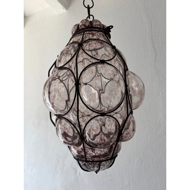 1950s 1950s 1 of 3 Big Mid-Century Seguso Murano Amethyst Blown Bubble Lantern Chandelier For Sale - Image 5 of 10