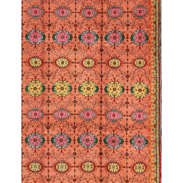Mid 20th Century Fine Turkish Sivas Vintage Rug With a Unique Design and Color Combination For Sale - Image 4 of 9