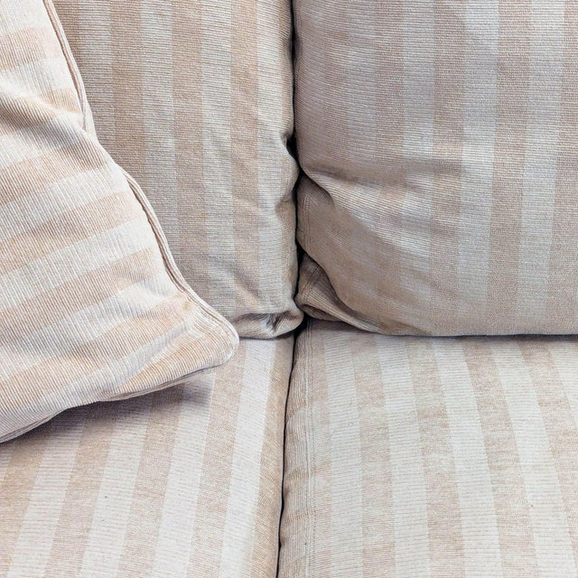 Textile Crate & Barrel Essex 3-Seat Beige Striped Sofa With Cushions For Sale - Image 7 of 8