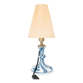 Table Lamp with Fabric Shade from Meissen Porcelain, Germany, 1950s For Sale
