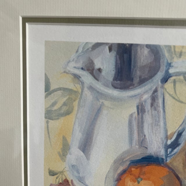 Leona Frank “Blue Cookie Jar With Grapefruit & Oranges” 1991 Artist Proof Watercolor Print For Sale - Image 11 of 12