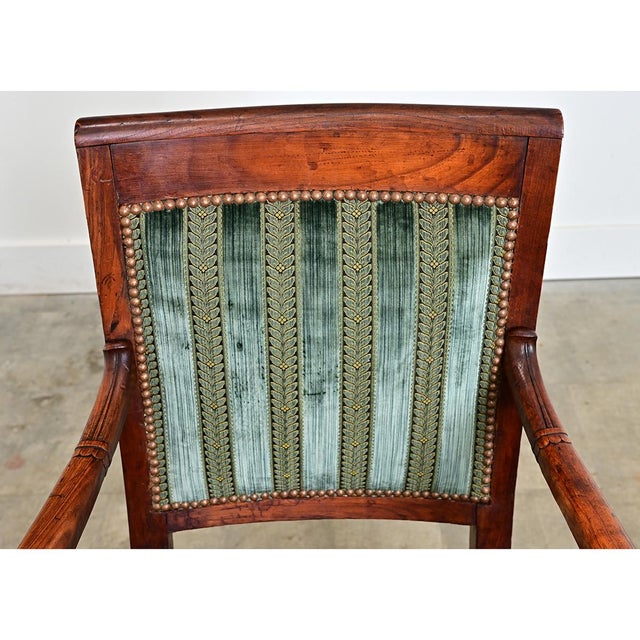 19th Century French Directoire Period Striped Velvet Fauteuil For Sale - Image 9 of 12
