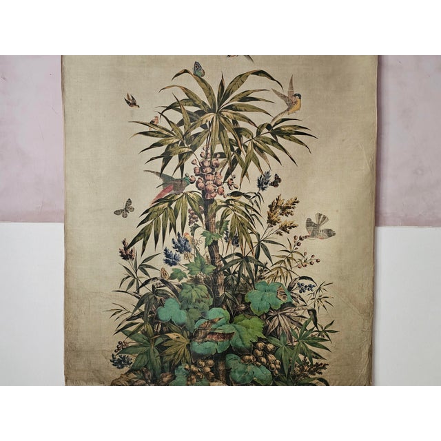 Decorative Window Panel in Fabric with Gouache Print, 1890s For Sale - Image 3 of 13