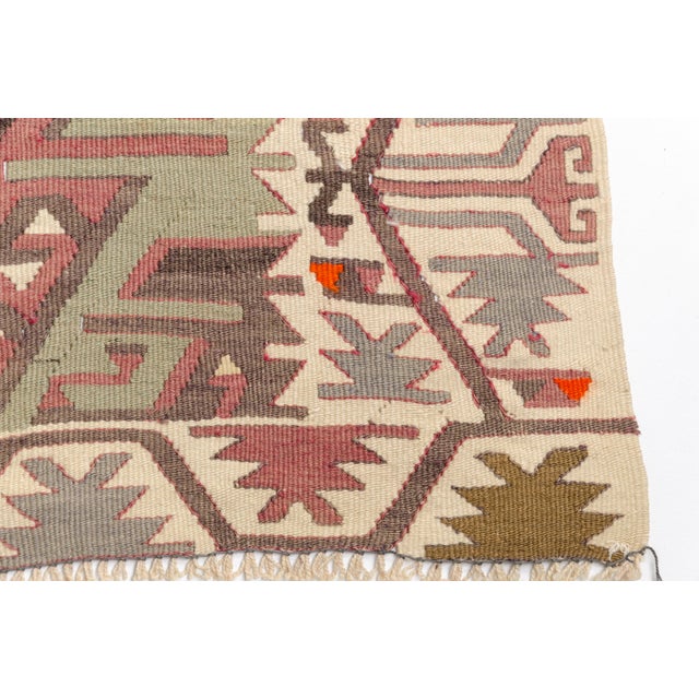 Turkish 1950s Decorative Earthy Tone Floor Art Kilim For Sale - Image 3 of 10