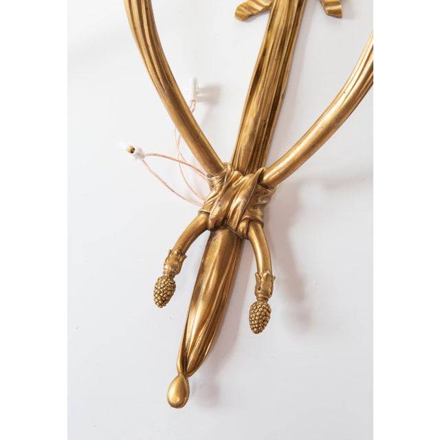 Large French Louis XVI Style Gilt Bronze Wall Sconces, 1890s, Set of 2 For Sale - Image 6 of 11
