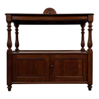 19th Century English Oak Cupboard with Raised Gallery For Sale