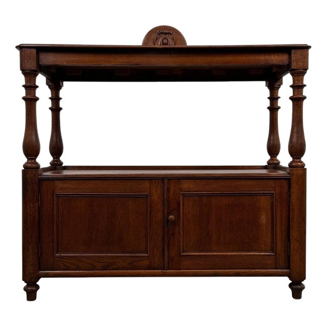 19th Century English Oak Cupboard with Raised Gallery For Sale
