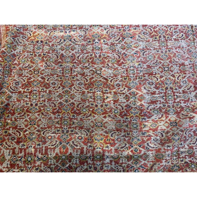 1900 - 1909 Antique Worn Out 12' X 12' Greenisg Gray Persian Mahal Rug For Sale - Image 5 of 11