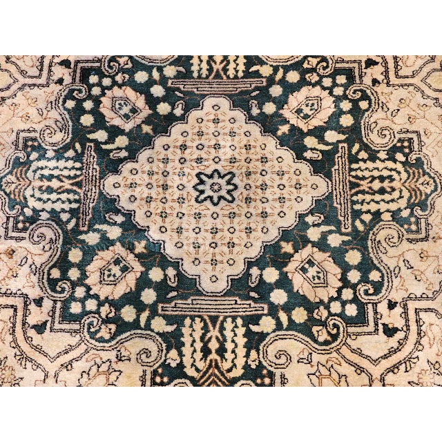 Vintage Indian Silk Rug, Hand-Knotted Geometric Design, 6' x 9' For Sale - Image 14 of 15