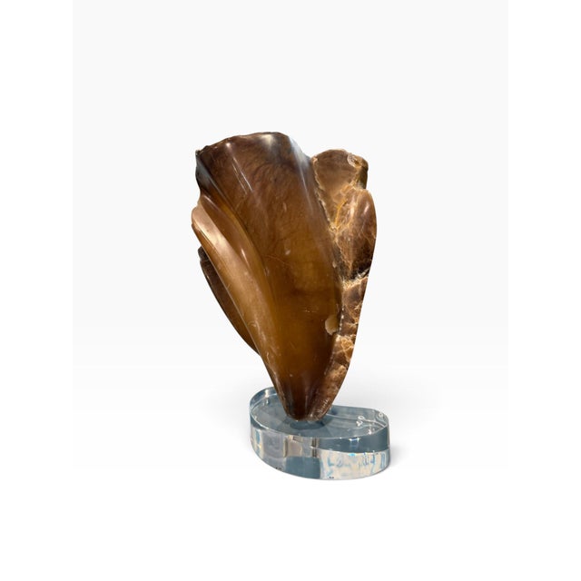 Mid-Century Modern Signed Van Noorden Biomorphic Abstract Alabaster Sculpture on Lucite Base For Sale In West Palm - Image 6 of 9