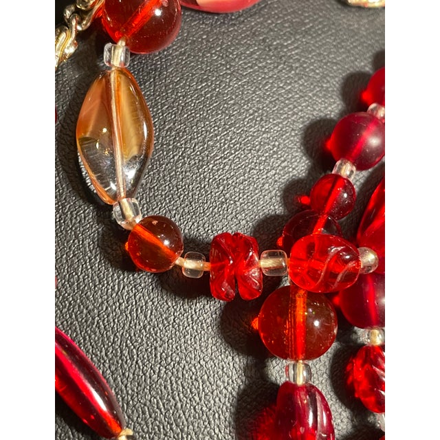 Bohemian/Czech Exceptional Glass Ruby Necklace From Jablonec Nad Nisou Region, Mid-Century Pressed Molded Glass For Sale - Image 9 of 10