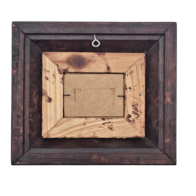 Ceramic Miniature Mexican Still Life — Signed Lehm, Xochimilco, 1999 — Oil on Board in Rustic Frame For Sale - Image 7 of 8