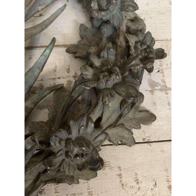 French Bronze Decorative Floral Wreath, 1920s For Sale - Image 11 of 14