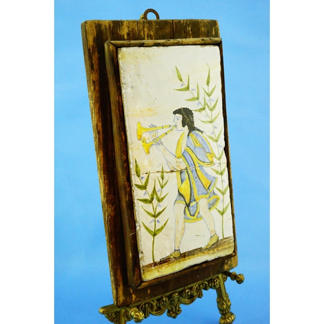 20th Century, Archaic Ceramic Tile Plaque with Wooden Support, Viterbo Tuscia Italy., 1920s, Ceramic For Sale - Image 8 of 18