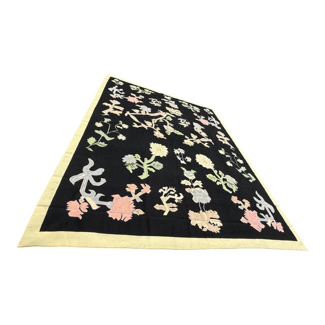 11ft 8in × 13ft 11in Strack Romania Botanical Kilim Area Rug, Circa 1990 For Sale