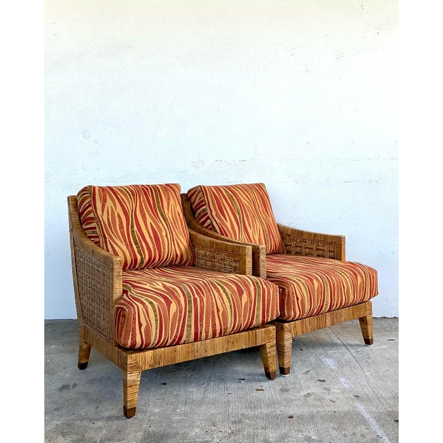 Mid-Century Modern Vintage McGuire Woven Rattan “St Germaine” Lounge Chairs - A Pair For Sale - Image 3 of 12
