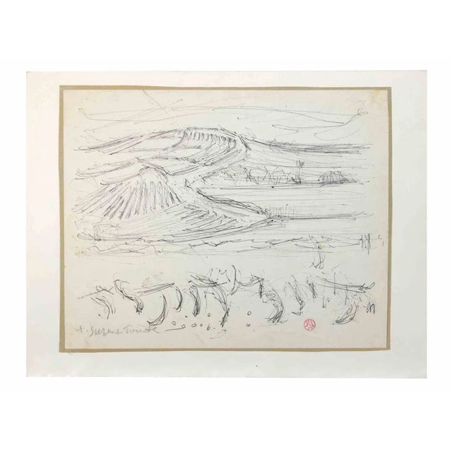 Suzanne Tourte, Landscape, Ink Drawing, 1940s For Sale