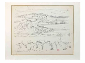 Suzanne Tourte, Landscape, Ink Drawing, 1940s