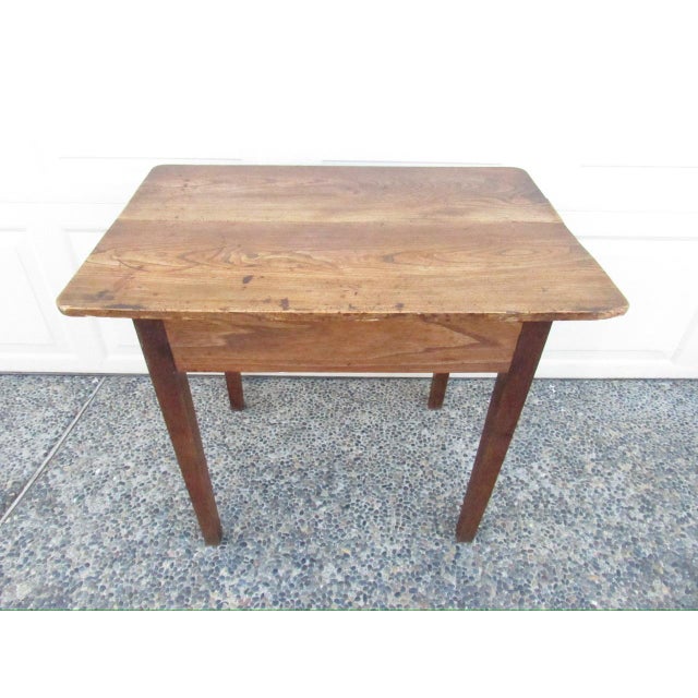 Wood Antique English Elmwood Side Table For Sale - Image 7 of 16
