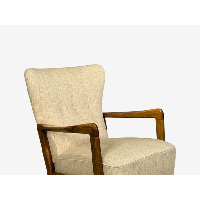 Wood Søren Hansen, Lounge Chairs, Wool, Beech, Denmark, 1940s For Sale - Image 7 of 12