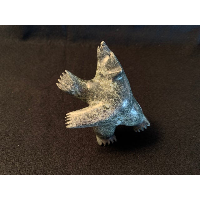 Native American Isaaci Shaa Inuit Dancing Bear Serpentine Stone Carving Kinngait Cape Dorset 2023 For Sale - Image 3 of 16