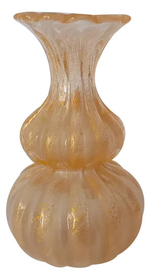Small Murano Glass Vase with Gold Leaf Decoration by Barovier and Toso, 1970s