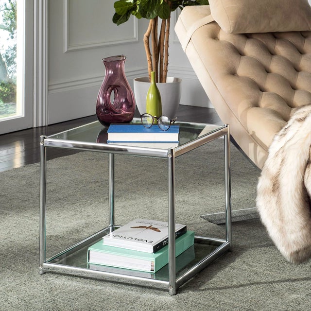 Chrome Glass End Table in Chrome For Sale - Image 8 of 9