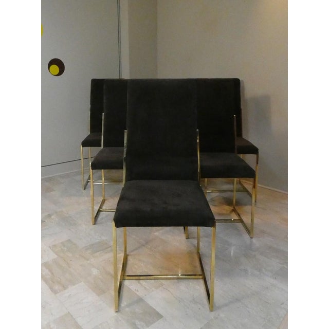 Suede and Gilded Steel Chairs, Italy, 1970s, Set of 6 For Sale - Image 14 of 18