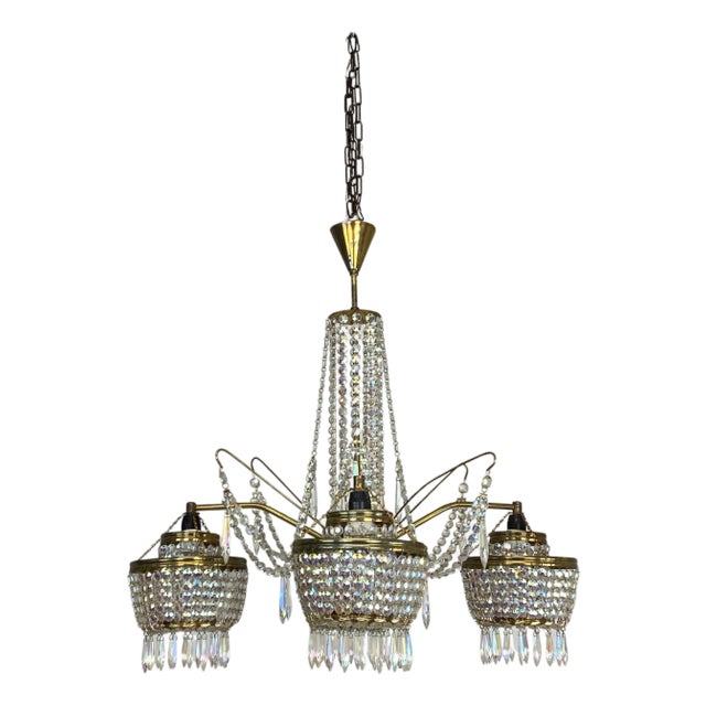 Vintage Crystal Chandelier, 1960s For Sale