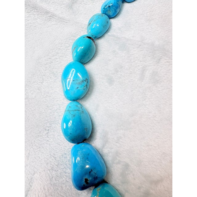 1970s Hand-Fabricated Sterling and Turquoise Nugget Necklace W/ Mosaic Inlay Clasp For Sale - Image 15 of 16