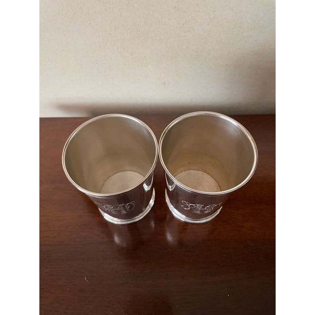 Pair of Monogrammed Sterling Silver Mint Julip Cups For Sale - Image 11 of 11