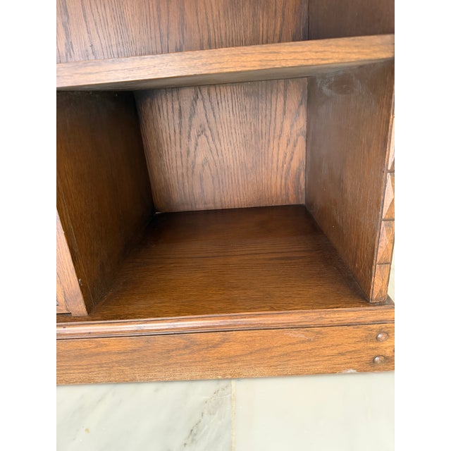Vintage Romweber Viking Oak Media Console With Rare Brass Horseshoe Inlays For Sale - Image 9 of 9